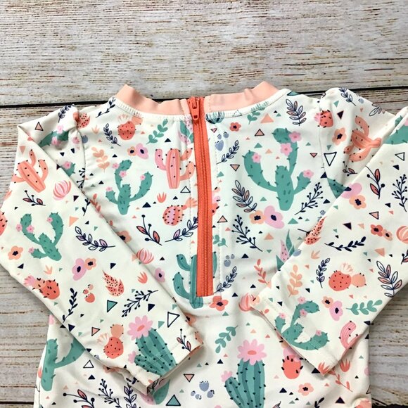 Ruffle Butts Toddler Girls UPF 50+ Long Sleeve Rash Guard SwimsuitSize 18-24M - Picture 10 of 14